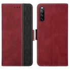 For Sony Xperia 10 III Stitching Side-Magnetic RFID Leather Phone Case(Red) - 1