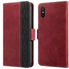 For Xiaomi Redmi 9A Stitching Side-Magnetic RFID Leather Phone Case(Red) - 1