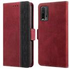 For Xiaomi Redmi 9T Stitching Side-Magnetic RFID Leather Phone Case(Red) - 1