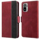 For Xiaomi Redmi Note 10 4G Stitching Side-Magnetic RFID Leather Phone Case(Red) - 1