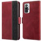 For Xiaomi Redmi Note 10 Pro Stitching Side-Magnetic RFID Leather Phone Case(Red) - 1