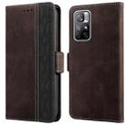 For Xiaomi Redmi Note 11 Stitching Side-Magnetic RFID Leather Phone Case(Coffee) - 1