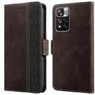 For Xiaomi Redmi Note 11 Pro Stitching Side-Magnetic RFID Leather Phone Case(Coffee) - 1