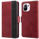 For Xiaomi Mi 11 Lite Stitching Side-Magnetic RFID Leather Phone Case(Red) - 1