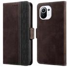 For Xiaomi Mi 11 Lite Stitching Side-Magnetic RFID Leather Phone Case(Coffee) - 1