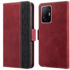 For Xiaomi Mi 11T Stitching Side-Magnetic RFID Leather Phone Case(Red) - 1