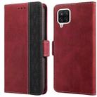 For Samsung Galaxy A12 5G Stitching Side-Magnetic RFID Leather Phone Case(Red) - 1
