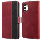 For Samsung Galaxy A13 4G Stitching Side-Magnetic RFID Leather Phone Case(Red) - 1