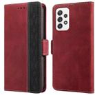 For Samsung Galaxy A32 4G Stitching Side-Magnetic RFID Leather Phone Case(Red) - 1