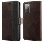 For Samsung Galaxy S20 FE 5G Stitching Side-Magnetic RFID Leather Phone Case(Coffee) - 1