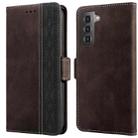 For Samsung Galaxy S21 5G Stitching Side-Magnetic RFID Leather Phone Case(Coffee) - 1