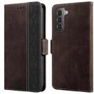 For Samsung Galaxy S21+ 5G Stitching Side-Magnetic RFID Leather Phone Case(Coffee) - 1