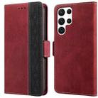 For Samsung Galaxy S22 Ultra 5G Stitching Side-Magnetic RFID Leather Phone Case(Red) - 1