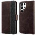 For Samsung Galaxy S22 Ultra 5G Stitching Side-Magnetic RFID Leather Phone Case(Coffee) - 1