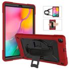 For Galaxy Tab A 10.1 (2019) T510 Contrast Color Silicone + PC Combination Case with Holder(Red + Black) - 1