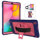 For Galaxy Tab A 10.1 (2019) T510 Contrast Color Silicone + PC Combination Case with Holder(Navy Blue + Rose Red) - 1