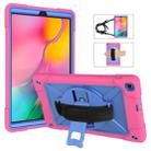 For Galaxy Tab A 10.1 (2019) T510 Contrast Color Silicone + PC Combination Case with Holder(Rose Red + Blue) - 1