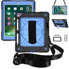 For iPad 9.7 Contrast Color Silicone + PC Combination Case with Holder(Black + Blue) - 1