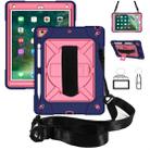 For iPad 9.7 Contrast Color Silicone + PC Combination Case with Holder(Navy Blue + Rose Red) - 1