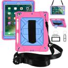 For iPad 9.7 Contrast Color Silicone + PC Combination Case with Holder(Rose Red + Blue) - 1