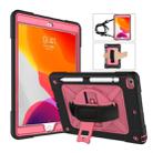 For iPad 10.2 Contrast Color Silicone + PC Combination Case with Holder(Black + Rose Red) - 1