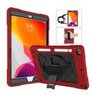 For iPad 10.2 Contrast Color Silicone + PC Combination Case with Holder(Red + Black) - 1