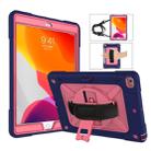 For iPad 10.2 Contrast Color Silicone + PC Combination Case with Holder(Navy Blue + Rose Red) - 1
