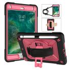 For iPad Mini 5 / 4 Contrast Color Silicone + PC Combination Case with Holder(Black + Rose Red) - 1