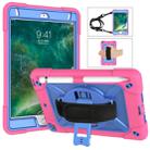 For iPad Mini 5 / 4 Contrast Color Silicone + PC Combination Case with Holder(Rose Red + Blue) - 1