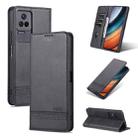 For Xiaomi Redmi K40S AZNS Magnetic Calf Texture Leather Phone Case(Black) - 1