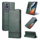 For Xiaomi Redmi K40S AZNS Magnetic Calf Texture Leather Phone Case(Dark Green) - 1