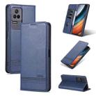 For Xiaomi Redmi K40S AZNS Magnetic Calf Texture Leather Phone Case(Dark Blue) - 1