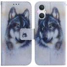 For OPPO A96 5G / Reno7 Z 5G Coloured Drawing Leather Phone Case(White Wolf) - 1
