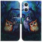 For OPPO A96 5G / Reno7 Z 5G Coloured Drawing Leather Phone Case(Oil Painting Owl) - 1