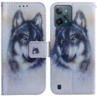 For OPPO Realme C31 Coloured Drawing Leather Phone Case(White Wolf) - 1