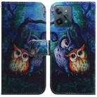 For OPPO Realme C31 Coloured Drawing Leather Phone Case(Oil Painting Owl) - 1