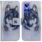 For OPPO Realme GT Neo3 Coloured Drawing Leather Phone Case(White Wolf) - 1