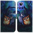 For OPPO Realme GT Neo3 Coloured Drawing Leather Phone Case(Oil Painting Owl) - 1