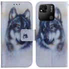 For Xiaomi Redmi 10A Coloured Drawing Leather Phone Case(White Wolf) - 1