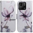 For Xiaomi Redmi 10A Coloured Drawing Leather Phone Case(Magnolia Flower) - 1