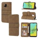 For Fujitsu Arrows F-52B Embossed Striped Magnetic Buckle Horizontal Flip Phone Leather Case(Brown) - 1