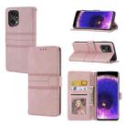 For OPPO Find X5 Embossed Striped Magnetic Buckle Horizontal Flip Phone Leather Case(Pink) - 1