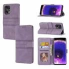 For OPPO Find X5 Embossed Striped Magnetic Buckle Horizontal Flip Phone Leather Case(Purple) - 1