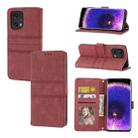 For OPPO Find X5 Pro Embossed Striped Magnetic Buckle Horizontal Flip Phone Leather Case(Red) - 1