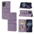 For OPPO Realme 9 Pro+ Embossed Striped Magnetic Buckle Horizontal Flip Phone Leather Case(Purple) - 1