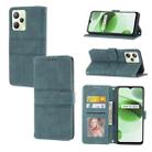 For OPPO Realme C35 Embossed Striped Magnetic Buckle Horizontal Flip Phone Leather Case(Green) - 1