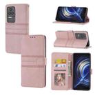 For Xiaomi Redmi K50 Pro Embossed Striped Magnetic Buckle Horizontal Flip Phone Leather Case(Pink) - 1