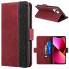 For iPhone 13 Stitching Magnetic RFID Leather Case(Red) - 1