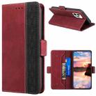 For iPhone 13 Pro Stitching Magnetic RFID Leather Case (Red) - 1