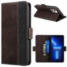 For iPhone 13 Pro Max Stitching Magnetic RFID Leather Case (Coffee) - 1
